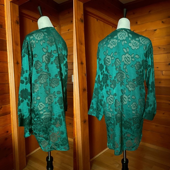 Vintage Victoria Secret Gold Label Floral Burnout Semi Sheer Night Shirt - Picture 3 of 4